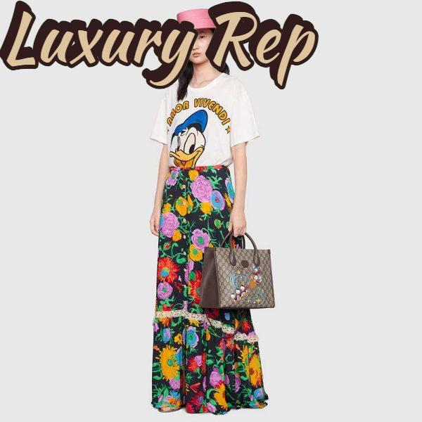 Replica Gucci Unisex Disney x Gucci Donald Duck Tote Bag Beige GG Supreme Canvas 12