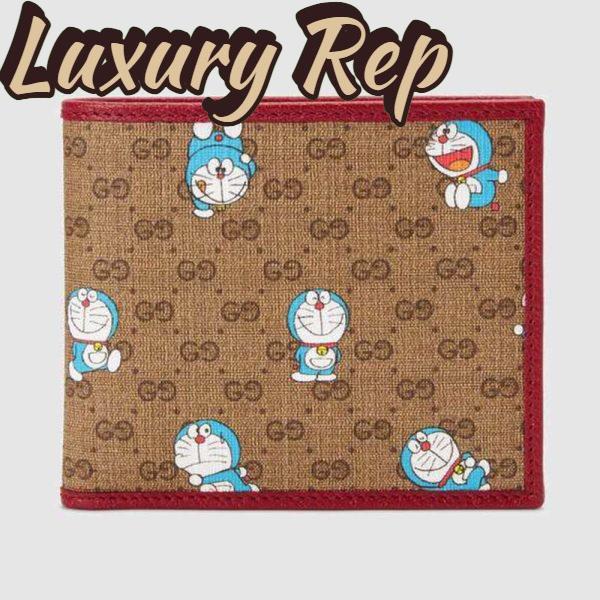 Replica Gucci Unisex Doraemon x Gucci Bi-Fold Wallet Beige/Ebony Mini GG Supreme Canvas 2