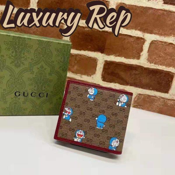 Replica Gucci Unisex Doraemon x Gucci Bi-Fold Wallet Beige/Ebony Mini GG Supreme Canvas 4