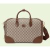 Replica Gucci Unisex Duffle Bag Interlocking G Beige Ebony GG Supreme Canvas Leather