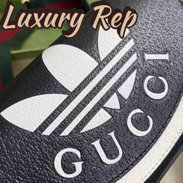 Replica Gucci Unisex GG Adidas x Gucci Mini Bag Black Leather Off White Trefoil Print 7