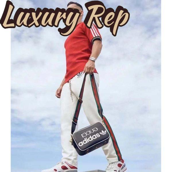 Replica Gucci Unisex GG Adidas x Gucci Small Shoulder Bag Black Leather Green Red Web 12