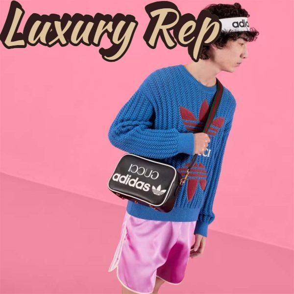 Replica Gucci Unisex GG Adidas x Gucci Small Shoulder Bag Black Leather Green Red Web 16