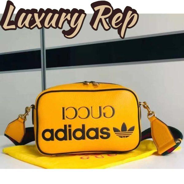 Replica Gucci Unisex GG Adidas x Gucci Small Shoulder Bag Yellow Leather Green Red Web 3