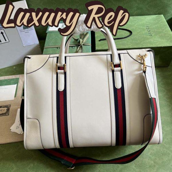 Replica Gucci Unisex GG Bauletto Medium Top Handle Bag White Leather Double G 6