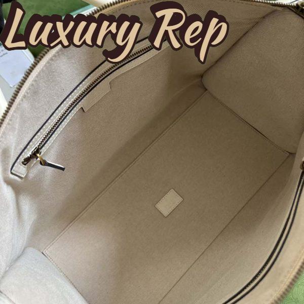 Replica Gucci Unisex GG Bauletto Medium Top Handle Bag White Leather Double G 11