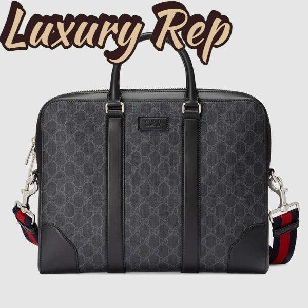 Replica Gucci Unisex GG Black Briefcase Black/Grey GG Supreme Canvas