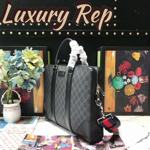 Replica Gucci Unisex GG Black Briefcase Black/Grey GG Supreme Canvas 4
