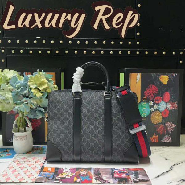 Replica Gucci Unisex GG Black Briefcase Black/Grey GG Supreme Canvas 5