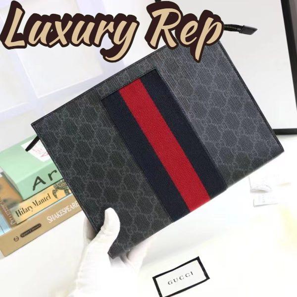 Replica Gucci Unisex GG Black Pouch Black Grey GG Supreme Canvas Blue Red Web 4