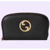 Replica Gucci Unisex GG Blondie Zip Around Wallet Light Blue Leather Round Interlocking G 13