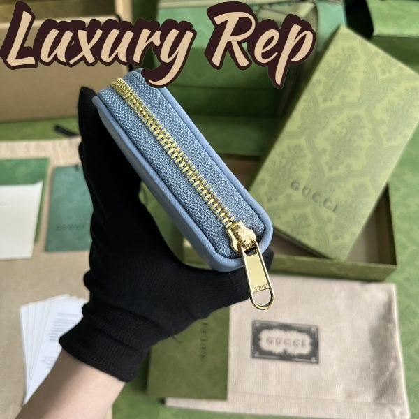 Replica Gucci Unisex GG Blondie Zip Around Wallet Light Blue Leather Round Interlocking G 8
