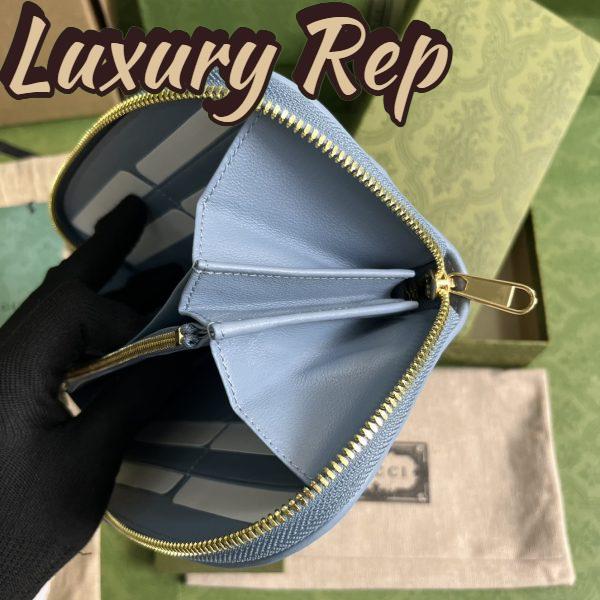 Replica Gucci Unisex GG Blondie Zip Around Wallet Light Blue Leather Round Interlocking G 9