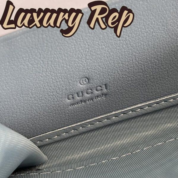 Replica Gucci Unisex GG Blondie Zip Around Wallet Light Blue Leather Round Interlocking G 11