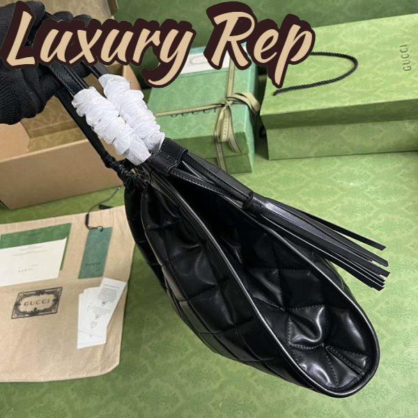 Replica Gucci Unisex GG Deco Medium Tote Bag Black Quilted Leather Interlocking G 6