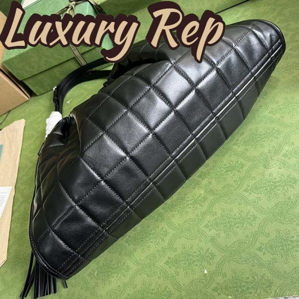 Replica Gucci Unisex GG Deco Medium Tote Bag Black Quilted Leather Interlocking G 7