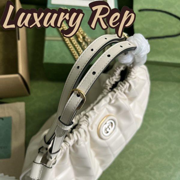 Replica Gucci Unisex GG Deco Medium Tote Bag White Quilted Leather Interlocking G 7