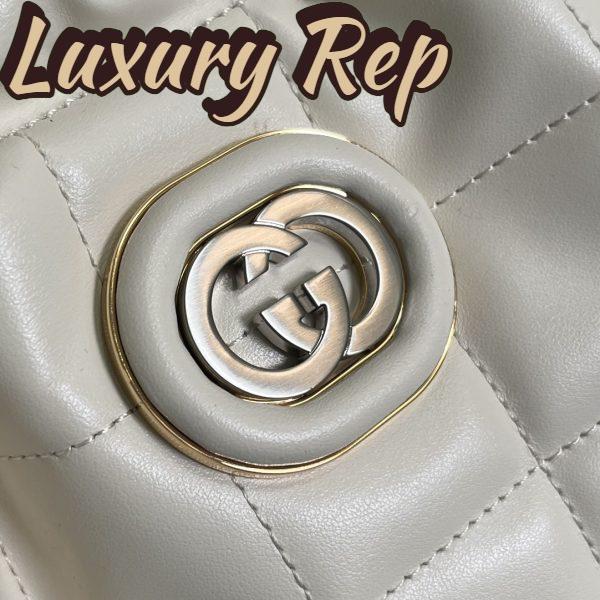 Replica Gucci Unisex GG Deco Medium Tote Bag White Quilted Leather Interlocking G 9