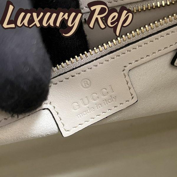 Replica Gucci Unisex GG Deco Medium Tote Bag White Quilted Leather Interlocking G 11