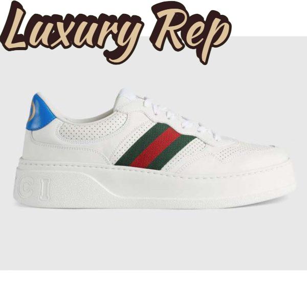 Replica Gucci GG Unisex GG Sneaker with Web White Leather Green and Red Web