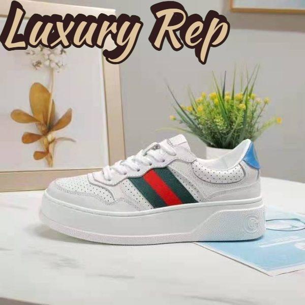Replica Gucci GG Unisex GG Sneaker with Web White Leather Green and Red Web 3