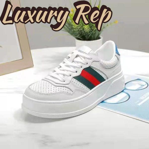 Replica Gucci GG Unisex GG Sneaker with Web White Leather Green and Red Web 4