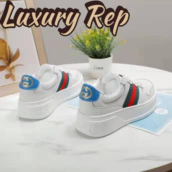 Replica Gucci GG Unisex GG Sneaker with Web White Leather Green and Red Web 5