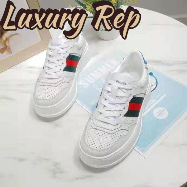 Replica Gucci GG Unisex GG Sneaker with Web White Leather Green and Red Web 6