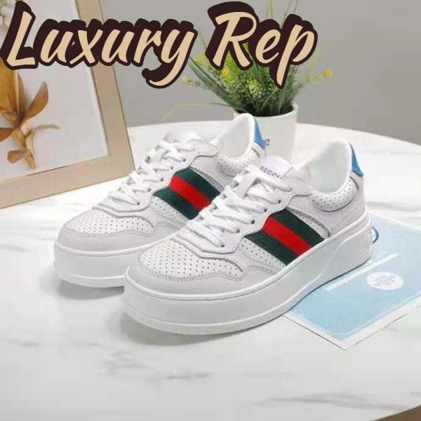 Replica Gucci GG Unisex GG Sneaker with Web White Leather Green and Red Web 7