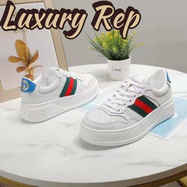 Replica Gucci GG Unisex GG Sneaker with Web White Leather Green and Red Web 8