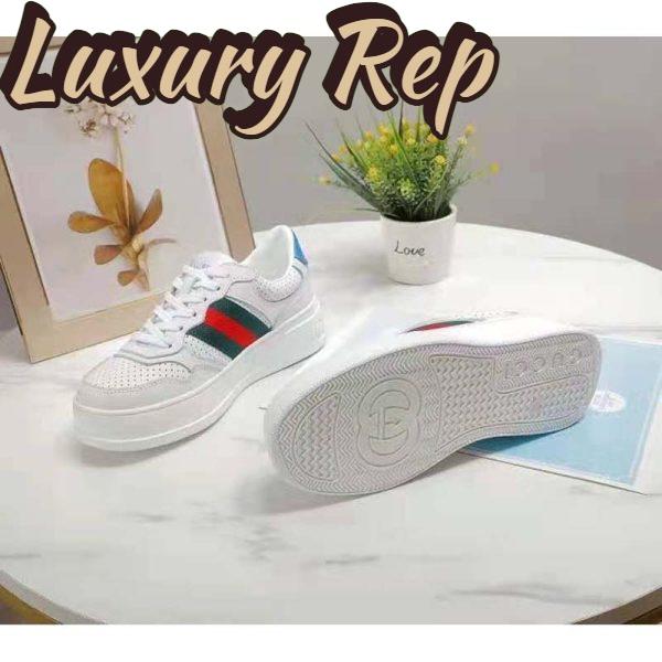 Replica Gucci GG Unisex GG Sneaker with Web White Leather Green and Red Web 9