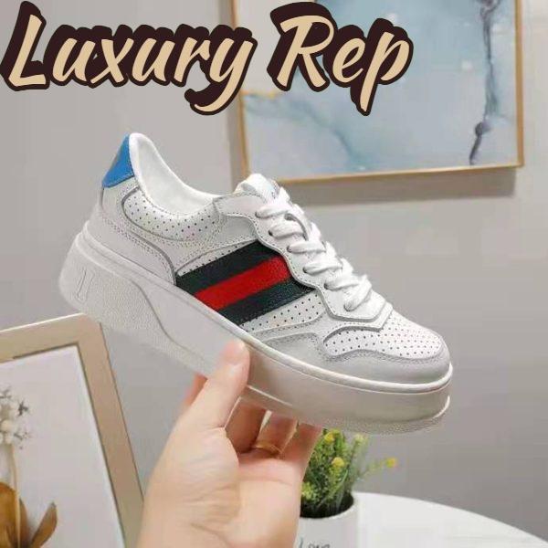 Replica Gucci GG Unisex GG Sneaker with Web White Leather Green and Red Web 10