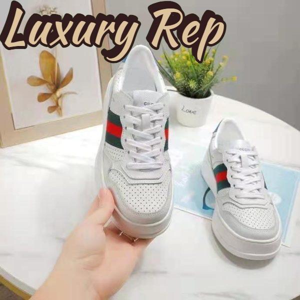Replica Gucci GG Unisex GG Sneaker with Web White Leather Green and Red Web 11
