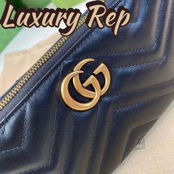 Replica Gucci Women GG Marmont Shoulder Bag Black Matelassé Chevron Leather Double G 10