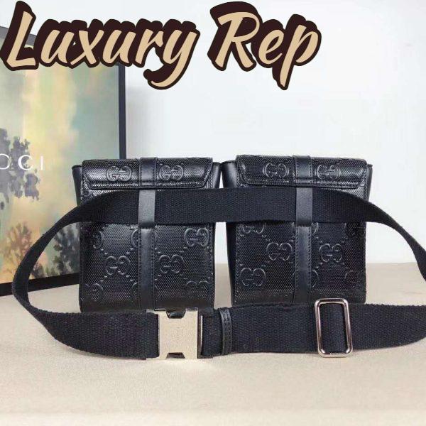 Replica Gucci Unisex GG Embossed Belt Bag Black GG Embossed Leather 4