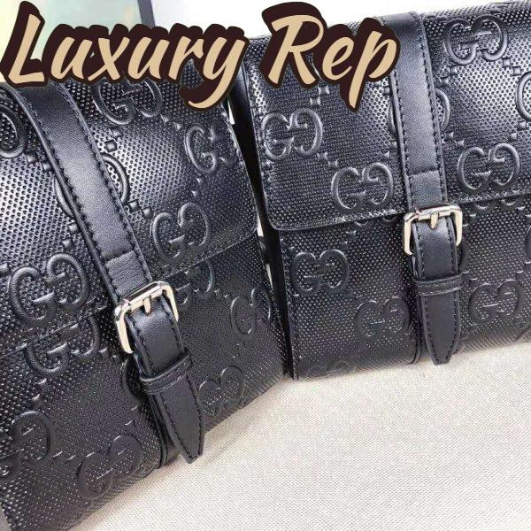 Replica Gucci Unisex GG Embossed Belt Bag Black GG Embossed Leather 8