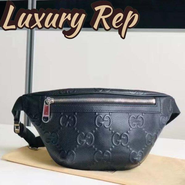 Replica Gucci Unisex GG Embossed Belt Bag Black Tonal Leather 3