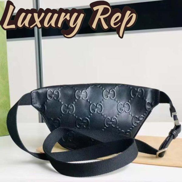 Replica Gucci Unisex GG Embossed Belt Bag Black Tonal Leather 4