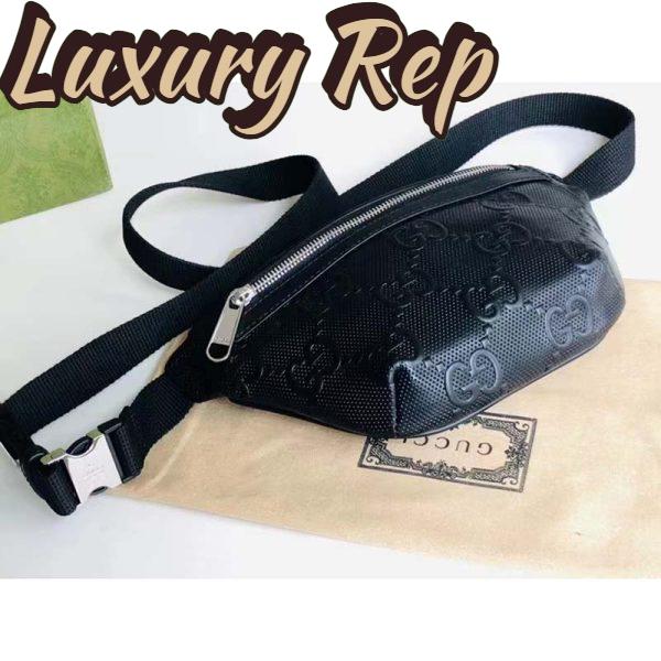 Replica Gucci Unisex GG Embossed Belt Bag Black Tonal Leather 5