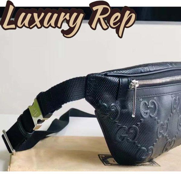 Replica Gucci Unisex GG Embossed Belt Bag Black Tonal Leather 6