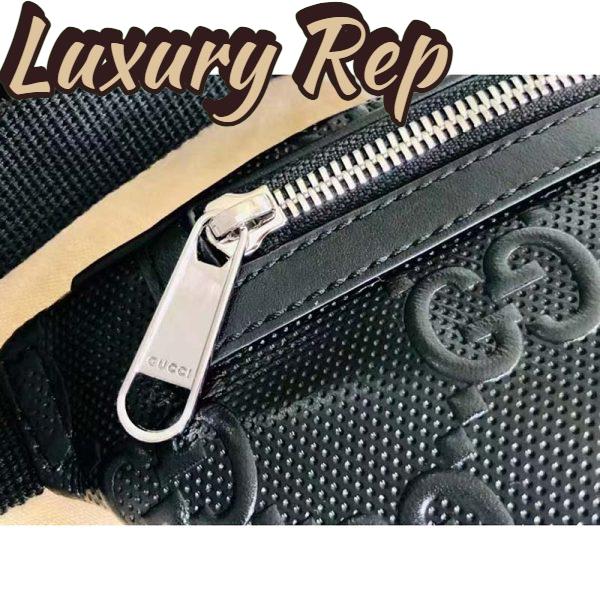 Replica Gucci Unisex GG Embossed Belt Bag Black Tonal Leather 7