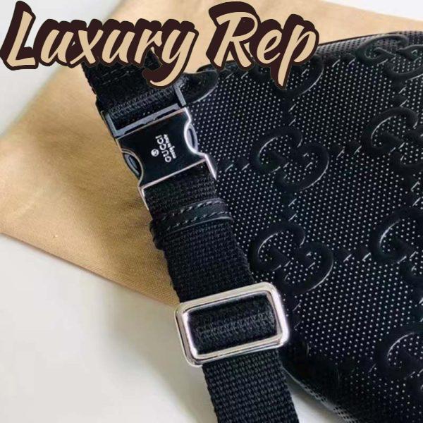 Replica Gucci Unisex GG Embossed Belt Bag Black Tonal Leather 8