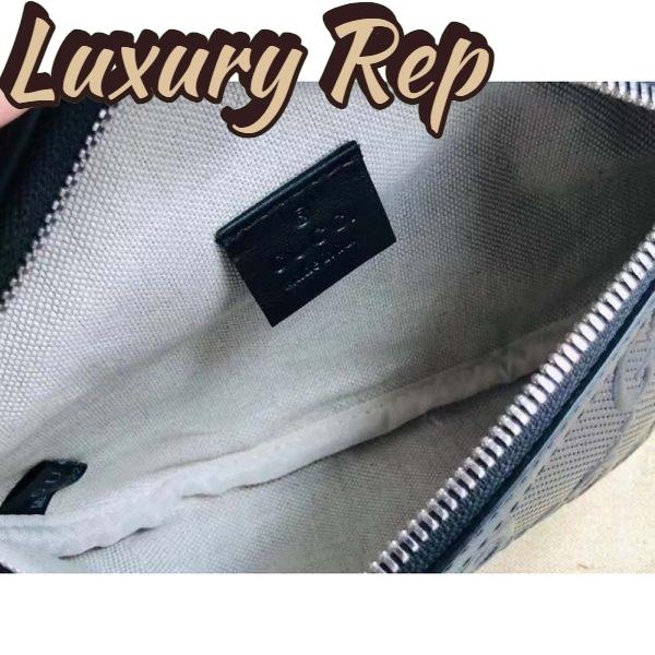 Replica Gucci Unisex GG Embossed Belt Bag Black Tonal Leather 10
