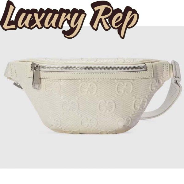 Replica Gucci Unisex GG Embossed Belt Bag White Tonal Leather