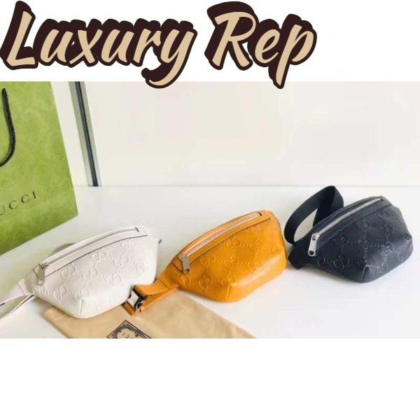 Replica Gucci Unisex GG Embossed Belt Bag White Tonal Leather 10