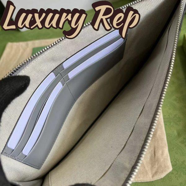 Replica Gucci Unisex GG Embossed Medium Messenger Bag Grey Leather 10