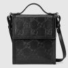 Replica Gucci Unisex GG Embossed Medium Messenger Bag Grey Leather 14