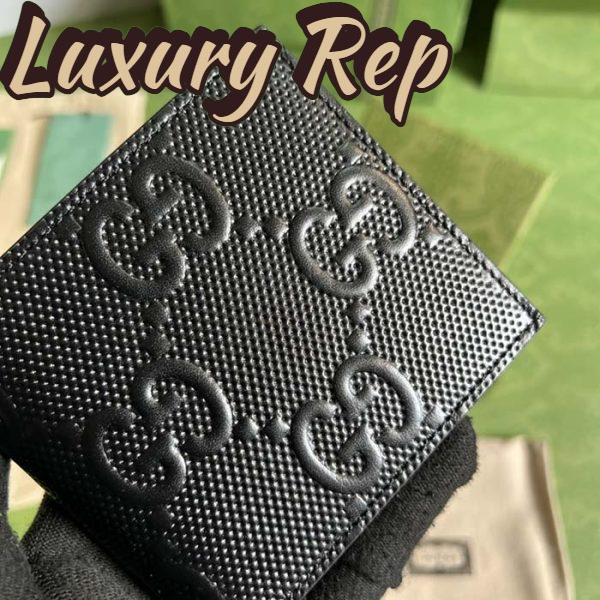 Replica Gucci Unisex GG Embossed Money Clip Embossed Black Leather Viscose Lining 5