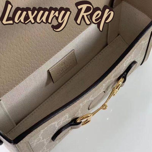 Replica Gucci Unisex GG Horsebit 1955 Mini Bag Beige White GG Supreme Canvas 10
