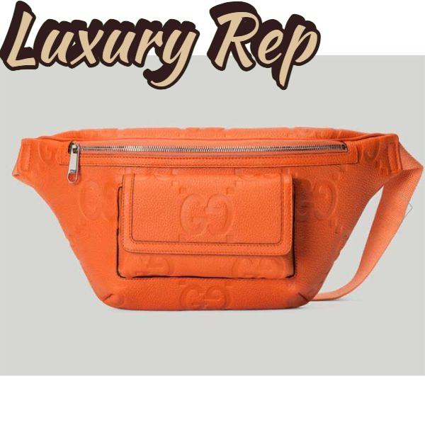 Replica Gucci Unisex GG Jumbo GG Belt Bag Orange Leather Zip Closure